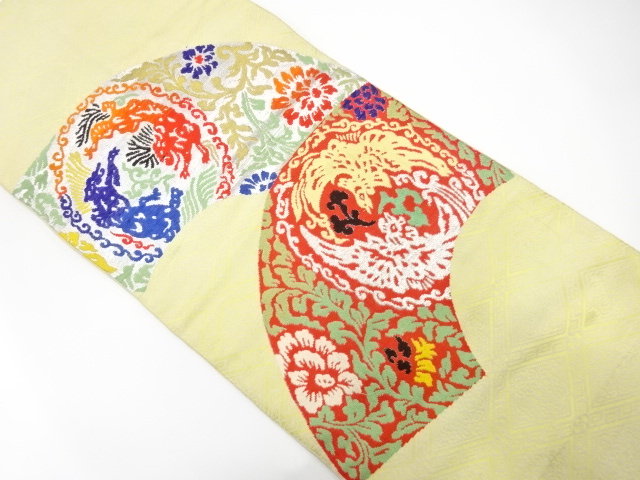 JAPANESE KIMONO / ANTIQUE FUKURO OBI / SILK / WOVEN JIGAMI PATTERN